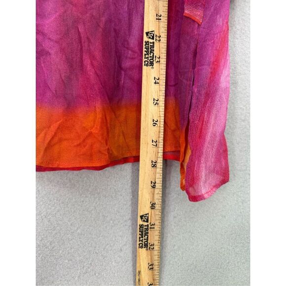 John Mark Womens Multicolor Art Abstract Chiffon Sheer Tunic Blouse Size Medium - Picture 3 of 8